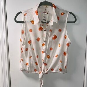 Love Notes Orange Fruit Print Sleeveless Top